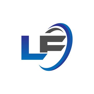vector initial logo letters lf with circle swoosh blue gray
