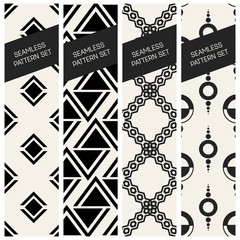 Abstract concept vector monochrome geometric pattern. Black and white minimal background. Creative illustration template. Seamless stylish texture. For wallpaper, surface, web design, textile, decor.