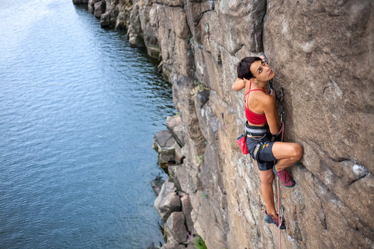 Climber over the water