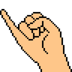 Obraz premium vector pixel art hand sign peace
