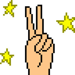 Obraz premium vector pixel art hand sign cheer