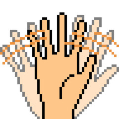 vector pixel art hand sign bye