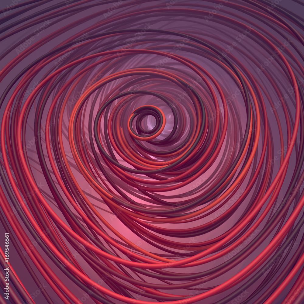 Poster Interlacing abstract red curves. 3D rendering