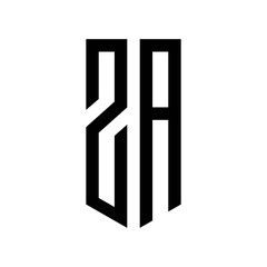 initial letters logo za black monogram pentagon shield shape