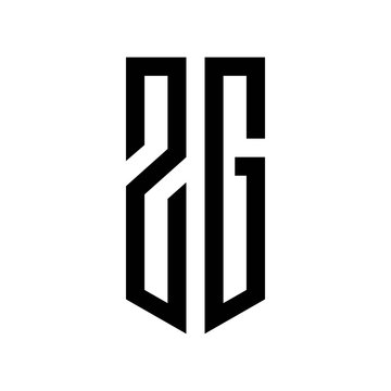 initial letters logo zg black monogram pentagon shield shape