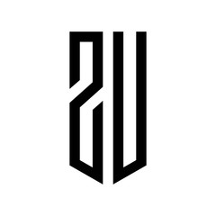 initial letters logo zu black monogram pentagon shield shape
