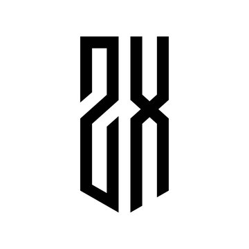 initial letters logo zx black monogram pentagon shield shape