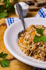 Pearl barley with vegetables