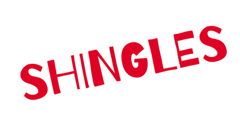 Shingles rubber stamp. Grunge design with dust scratches. Effects can be easily removed for a clean, crisp look. Color is easily changed.