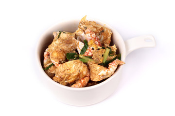 Stir-fried crab in curry powder is top-ten of popular Thai food.