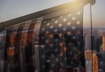 American flag, American flag  during sunset, USA flag in the evening