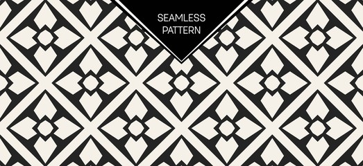 Abstract concept vector monochrome geometric pattern. Black and white minimal background. Creative illustration template. Seamless stylish texture. For wallpaper, surface, web design, textile, decor.