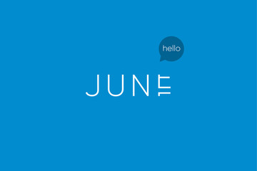 June logo with capitals letters in movement. Editable vector design.