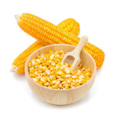 Dried corn maize isolated on the white background