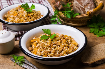 Pearl barley with vegetables