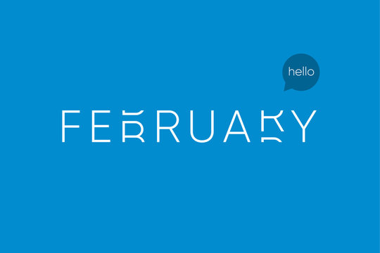 February logo with capitals letters in movement. Editable vector design.