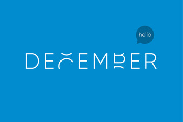 December logo with capitals letters in movement. Editable vector design.