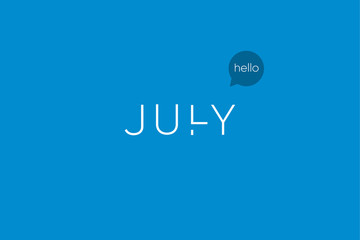 July logo with capitals letters in movement. Editable vector design.