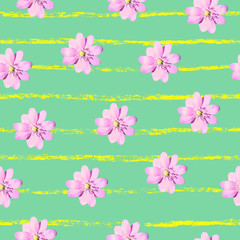 Fototapeta premium Floral Pattern with Blooming Flowers