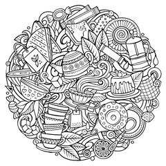 Cartoon vector doodles Tea illustration