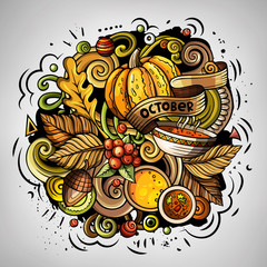 Cartoon doodles Autumn illustration. All items are separate.