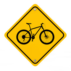 Bicycle Traffic Warning Sign. 3d Rendering