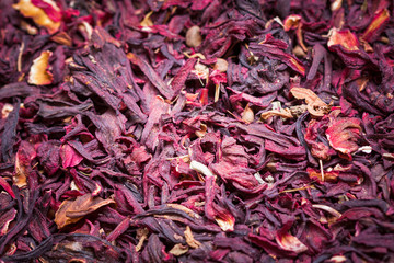 Dry Red Tea Hibiscus Background Texture