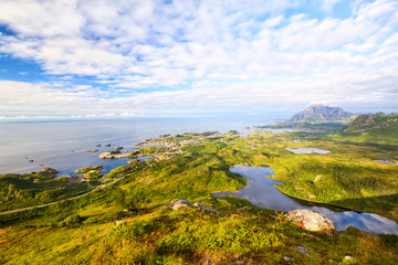 Fishing village Kabelvag from above, Lofoten Islands, Norway