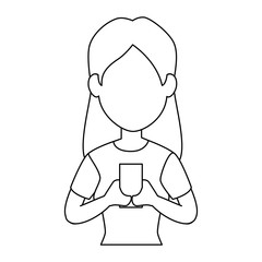 woman using a smartphone icon over white background vector illustration