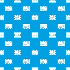 Postage envelope with stamp pattern seamless blue