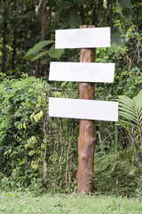 Wooden signs in the garden