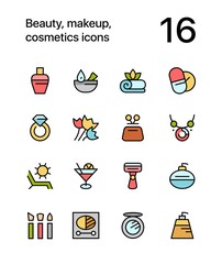Colored Beauty, cosmetics, makeup icons for web and mobile design pack 3
