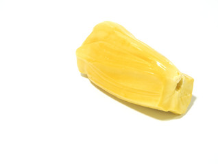 Ripe sweet jackfruit on white background