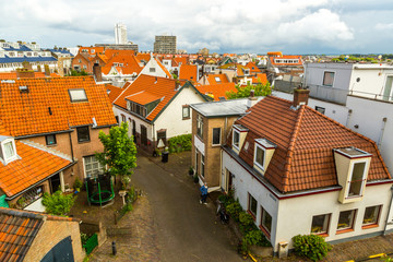 Architecture and streets of the old city. Zandvoort aerial wiev - obrazy, fototapety, plakaty