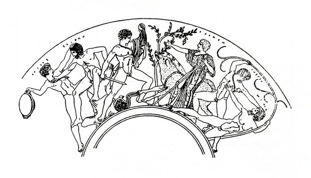 Labours of Theseus (from left): pushing Sciron off the cliff, killing the Crommyonian Sow, killing Sinis
