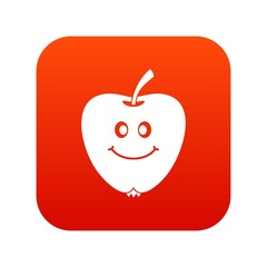 Smiling apple icon digital red