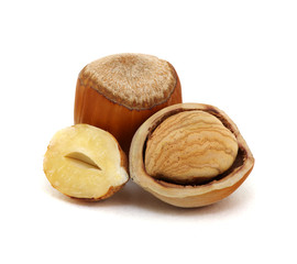 Closeup of hazelnuts