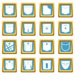 Pocket types icons azure