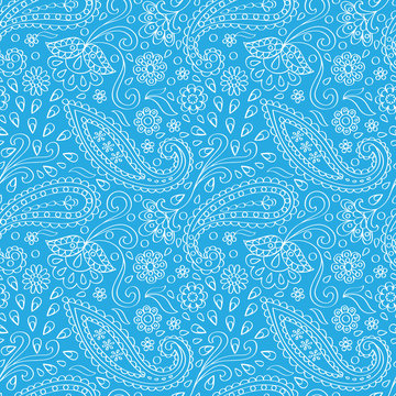 Blue paisley Seamless Pattern