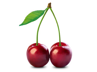 two ripe cherries