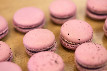 macarons on table at confectionery or bakery