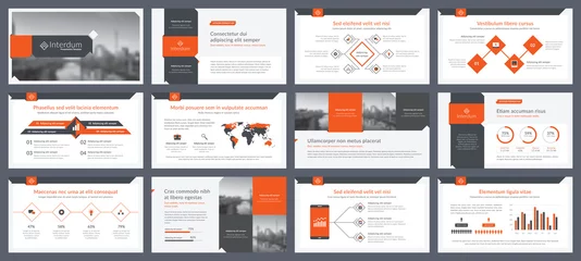 Fotobehang Elements of infographics for presentations templates. Annual report, leaflet, book cover design. Brochure layout, flyer template design. Corporate report, advertising template in vector Illustration.  © Cifotart