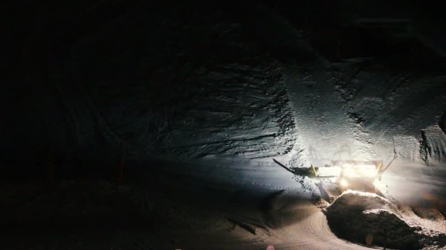 Piste Basher Smoothing Slopes At Night