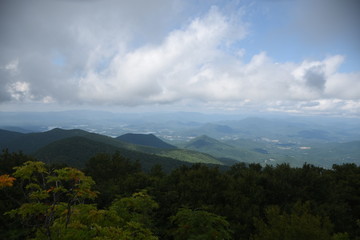 Aerial sky and mountains view