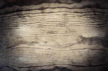 Obraz premium Vintage wooden textured background with natural pattern and scratches. Rustic dark surface with wood grainy texture. Old table top close up