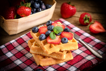Waffles with berries.