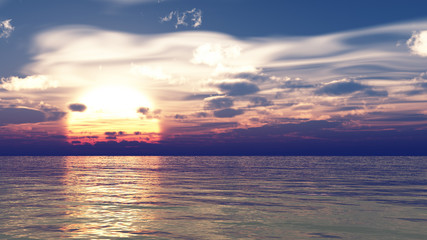 sunset or sunrise beautiful background, nature landscape 3d illustration, 3d rendering