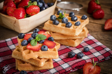 Waffles with berries.