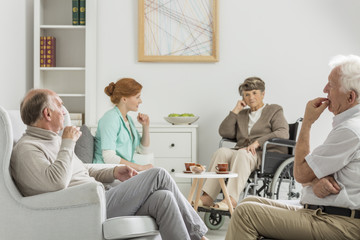 Elders and nurse meeting