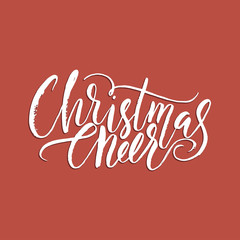 Merry Christmas lettering typography. Handwriting text design with winter handdrawn lettering. Happy New Year greeting vector card decoration.